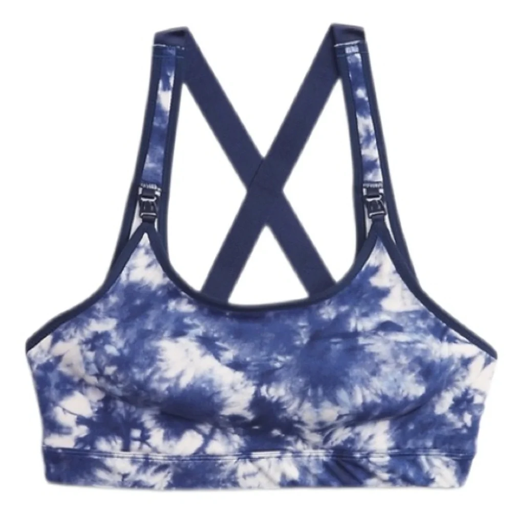Gapfit Low Impact Maternity Nursing Sports Bra S Blue Off White Convertible